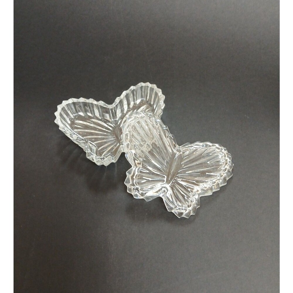 Glass Butterfly Ring Jewelry Trinket Box